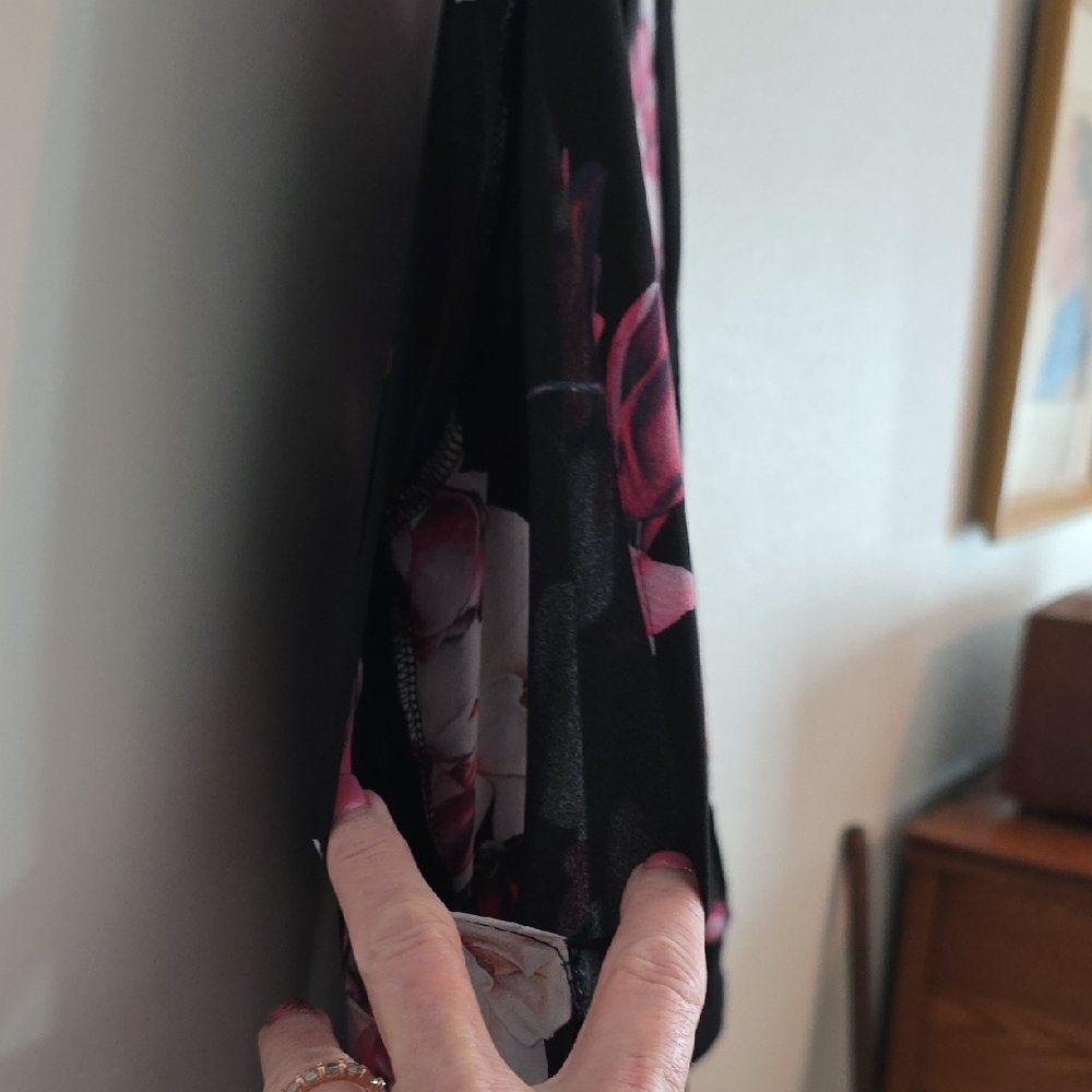 VENUS Black and Pink Floral High Low Dress - Picture 6 of 7